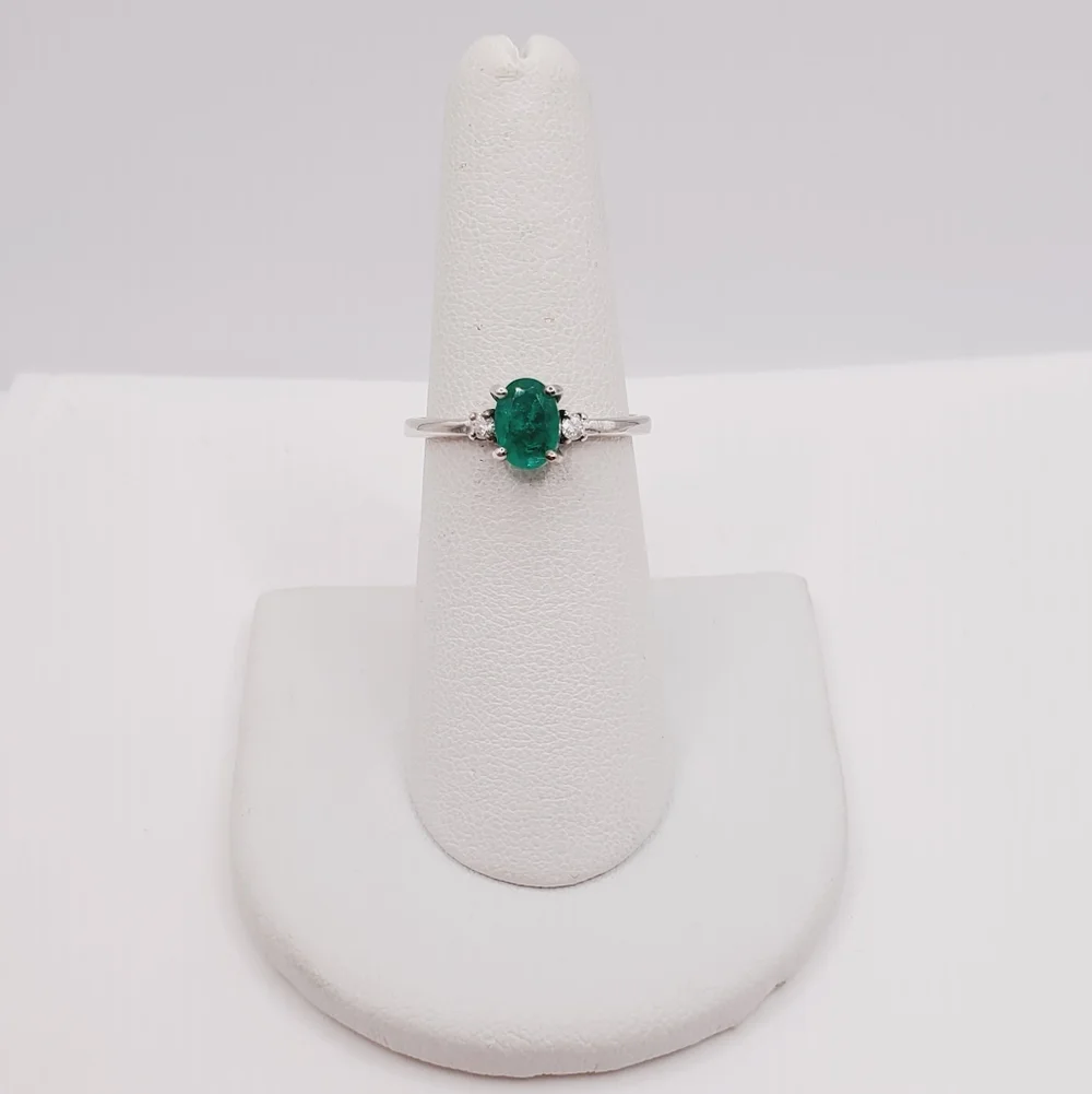 Emerald Green Quartz Ring Genuine Diamond Ring 925 Sterling Silver Ring